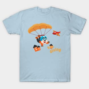 Vector illustration of a cute skydiver. T-Shirt